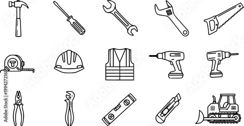 Construction tool icon collection - vector illustration

