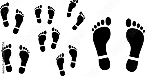 The silhouette of footprints. footsteps icon or sign for print. Vector illustration.
