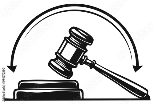 Judge gavel symbol for legal court ruling, law and auction vector drawing