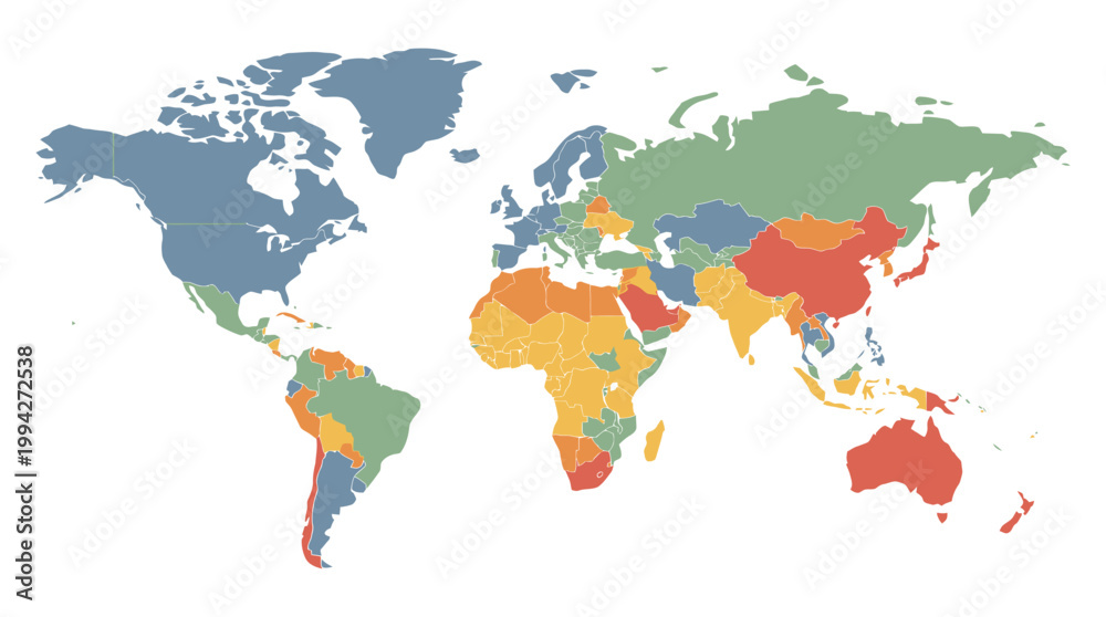 Fototapeta premium Hyper Flat Minimalist World Map Vector for Infographic Design