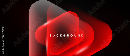 Abstract red shapes overlap, creating glowing effect. Text BACKGROUND centered within design. Dark background enhances visual contrast.