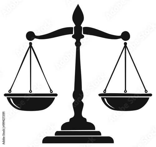 Symbolic scales of justice representing fairness and balance in law and decisions in a vector format.