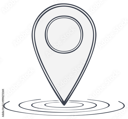 Location Pin Icon with Concentric Circles Representing Location and Navigation