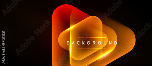 Abstract glowing shapes overlap, creating vibrant orange, red effect. Dark background emphasizes luminosity, modern design element.