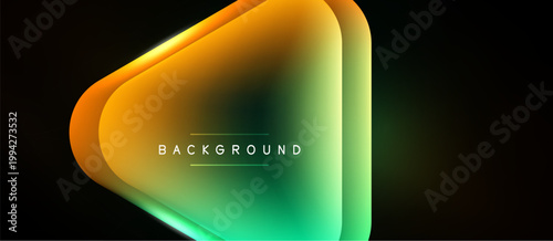 Abstract gradient shapes overlap, creating vibrant color flow. Text reads background centered within design. Dark backdrop enhances visual impact.