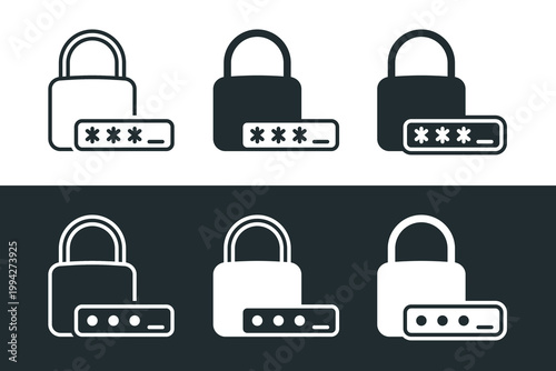 Strong Password Icon. Secure Login and Data Protection. Vector Illustration