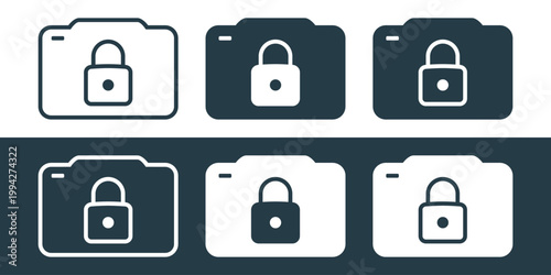 Camera Access Lock Icon. Vector Illustration