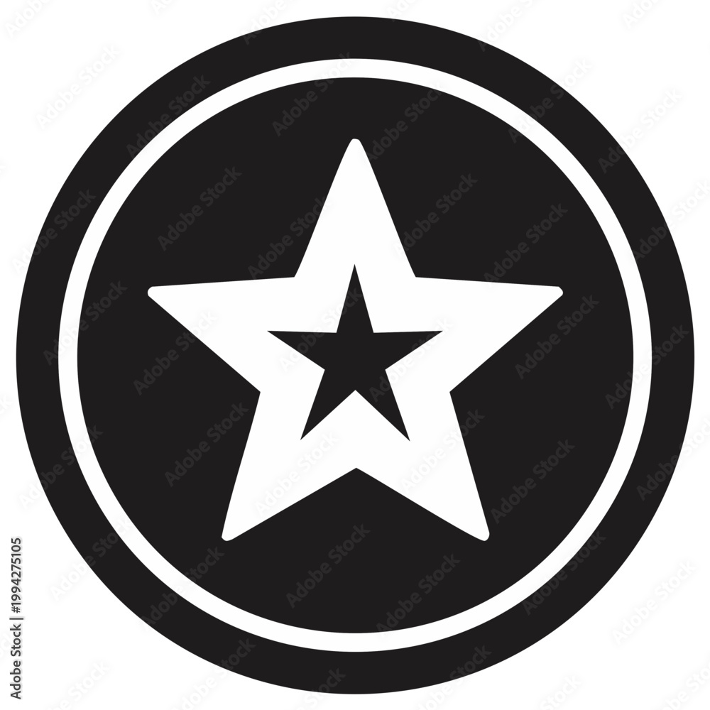 Fototapeta premium Star Icons in a Black Circle Featuring a 5 Point Star Design