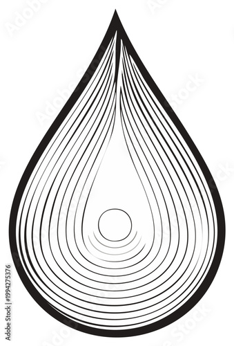 Abstract Black and White Water Droplet with Concentric Ripple Effect