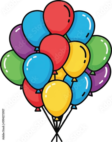 Colorful balloons, party decorations, festive icons, vector graphics