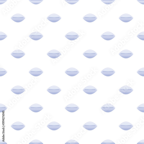 Blue diamond shaped pills creating a seamless pattern on white background