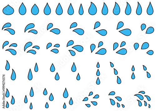 汗、涙、雫のアイコンイラストセット