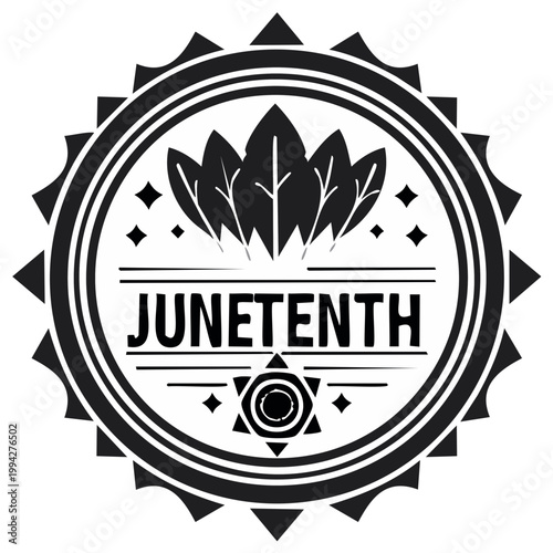 Juneteenth Celebration Emblem with Stars and Leaves Design
