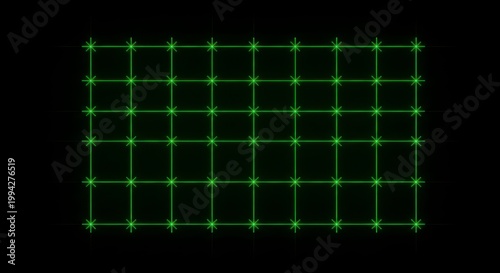 A grid of green lines and points on a black background