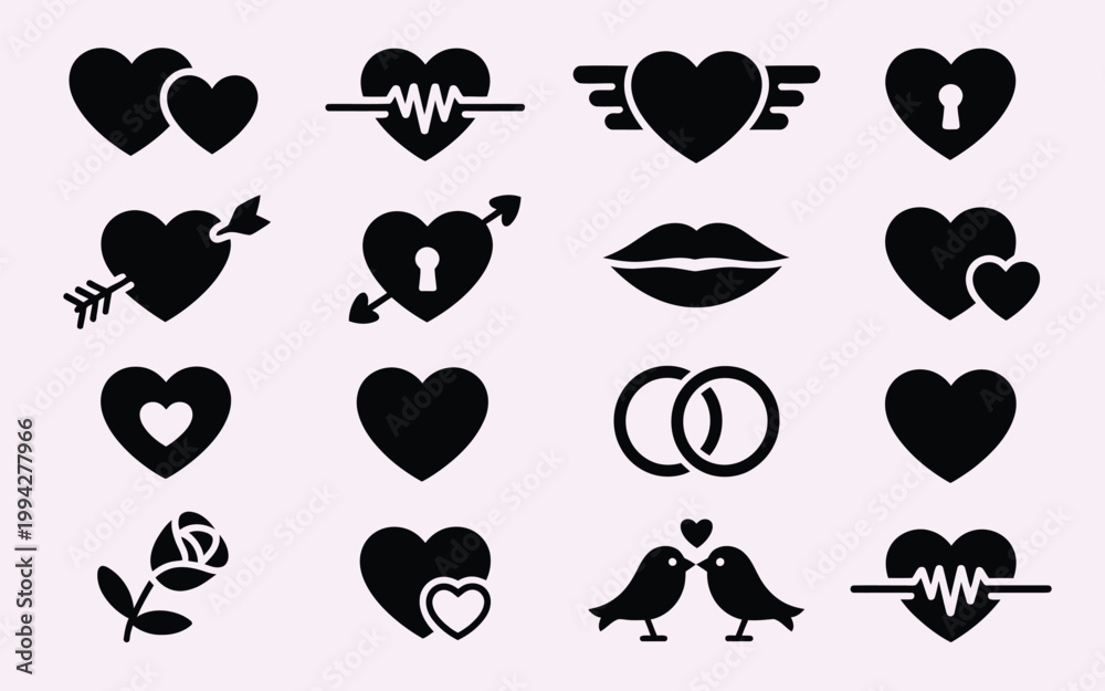 Fototapeta premium Set of nature icons with flowers, butterflies, branches and a bird