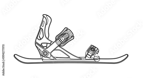 Minimalist Line Art Illustration of a Snowboard Binding