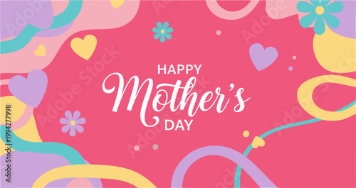Celebrate Mother's Day with this vibrant banner card featuring a cheerful design. Perfect for social media, marketing, or digital promotions. Bright, modern, and festive!