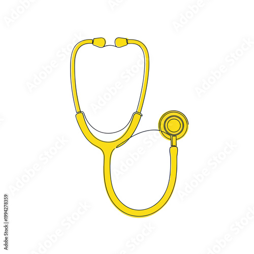 Yellow Stethoscope Illustration - Medical Tool, Healthcare, Doctor's Equipment