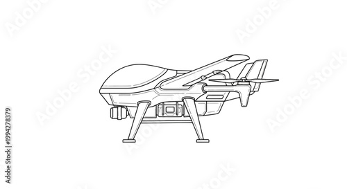 Outline Illustration of a Futuristic VTOL Delivery Drone