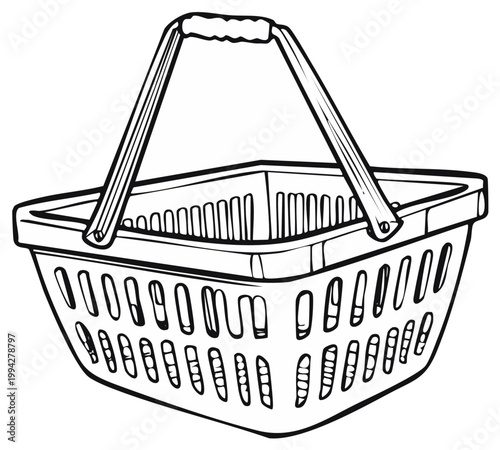 Hand Drawn Shopping Basket Illustration for Groceries and Retail Activities