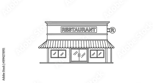 Simple Line Art Restaurant Building Icon