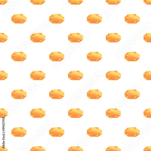 Orange gemstones creating a repeating vector pattern on a white background