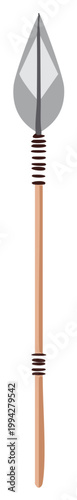 Primitive tribal spear with stone arrowhead illustration for hunting or combat