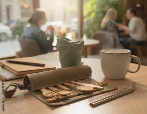 People enjoy coffee and conversation in a cozy cafe setting with tableware