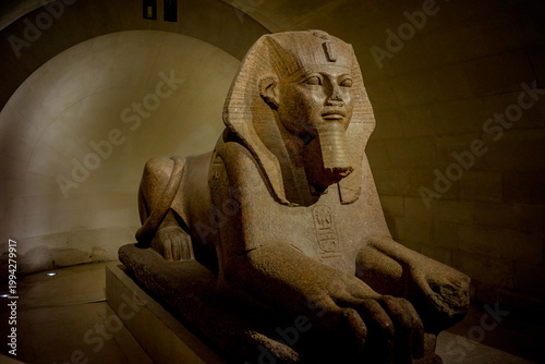Cuadro en lienzo Ancient Egyptian Great Sphinx of Tanis displayed inside the Louvre Museum in Paris, France