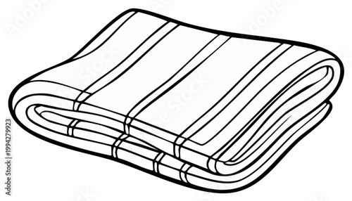 Folded Hand Towel with Stripes in Outline Style