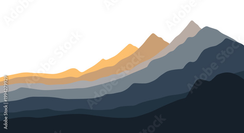 A minimalist, layered mountain illustration conveys serenity and strength, perfect for website design, marketing materials, and evoking a sense of cal