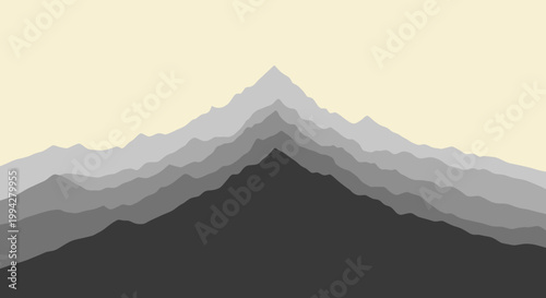A serene, minimalist illustration of layered mountains evokes feelings of calm and growth. Perfect for backgrounds, website design, or creating a sens