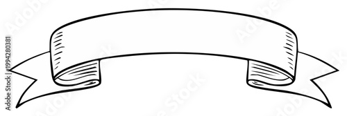 Hand Drawn Ribbon Banner Empty Copy Space for Text or Graphics