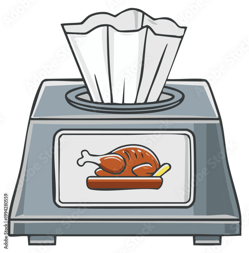 Cartoon Tissue Box with Roasted Chicken Design Displayed