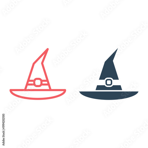 Witch hat icons set, Halloween vector design trendy illustration.