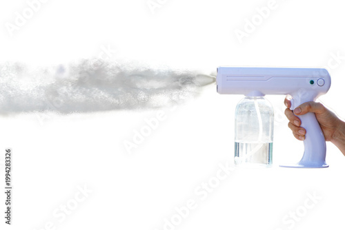 Electric nano alcohol spray dispenser with white background.