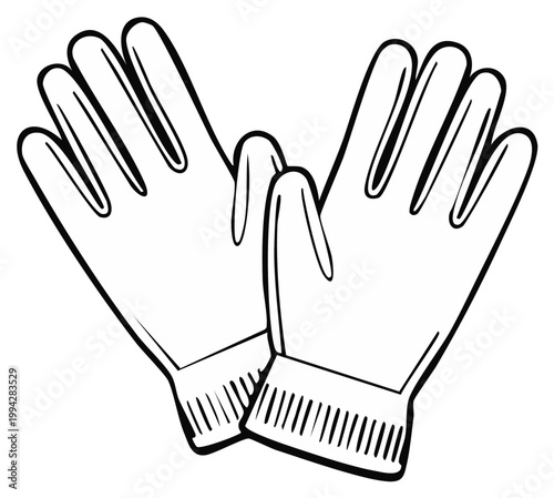 Pair of black and white gloves illustration