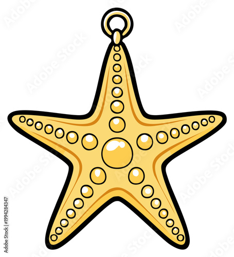 Golden Starfish Charm Pendant Nautical Ocean Jewelry Accessory