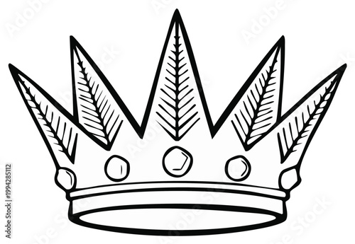 Illustration of a royal crown with pointed jewels and feathered spikes