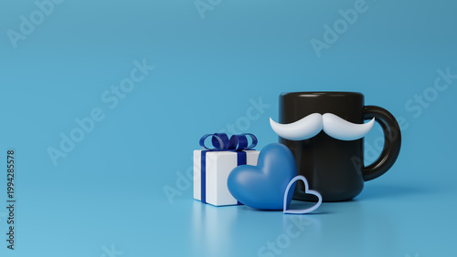 Fotografi Love for happy father s day with frame and blue heart