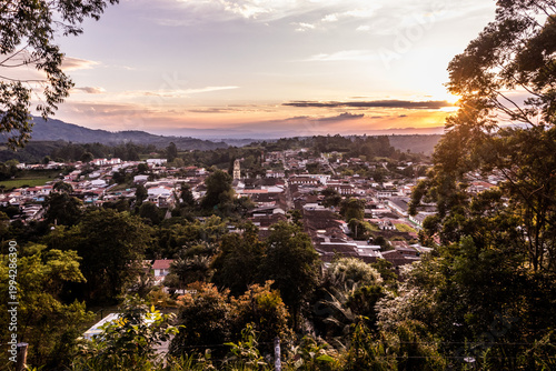 фотографія Sunset aerial view of Salento, Colombia