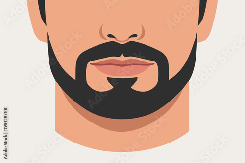 Male face with goatee beard style demonstrating facial hair grooming for men's fashion and beauty