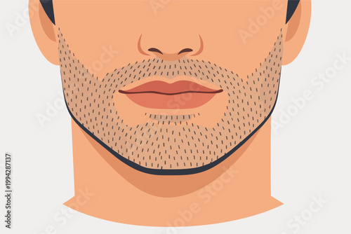 Man's face with stubble beard, highlighting male grooming, shaving, and facial hair styles