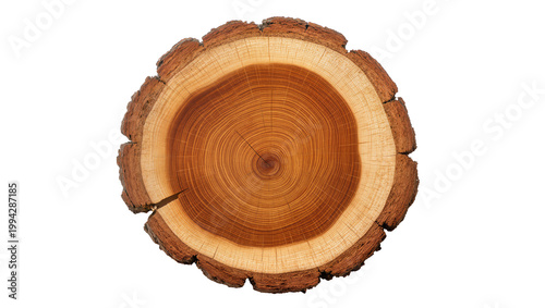 Fotografie Rough Textured Tree Trunk Cross Section Showing Growth Rings