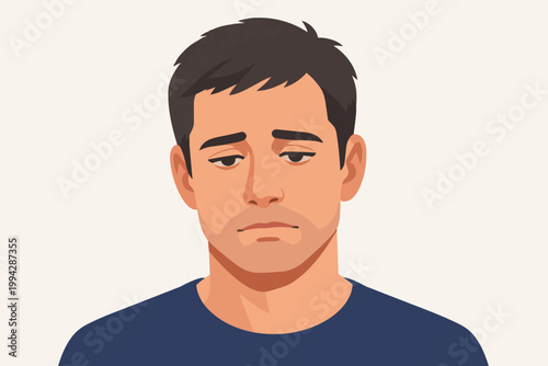 Upset man showing symptoms of sadness, depression, and fatigue. Graphic concept for mental health and emotional struggles