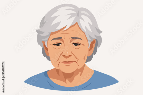 Senior woman portrait showing a melancholic expression, reflecting emotions of aging, depression, and mental health challenges