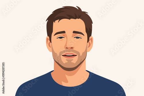 Man feeling tired, drowsy, or sleepy with eyes half closed and stubble, experiencing fatigue and lack of energy