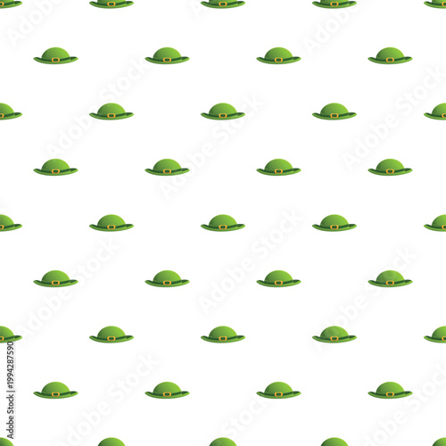 Green leprechaun hats creating a seamless repeating pattern on a white background