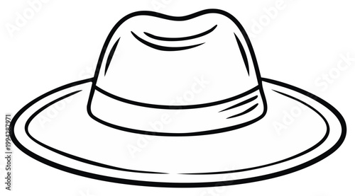 Outlined vintage fedora hat illustration