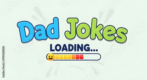 Funny Dad Jokes Loading Concept with Cute Typography and Humor Design